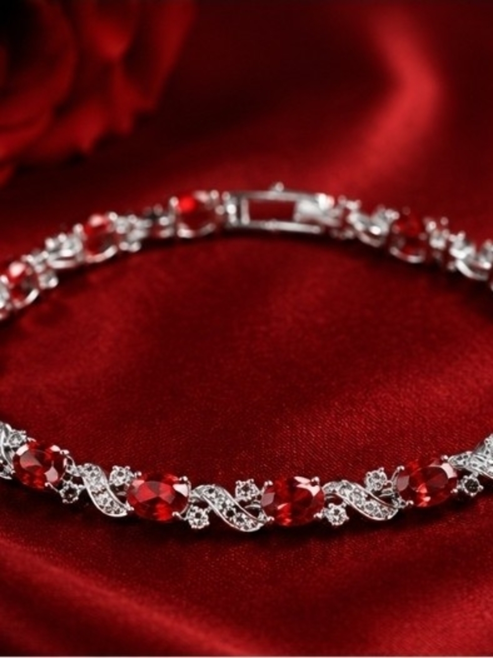 Red Crystal Tennis Bracelet - Elegant Women’s Jewelry